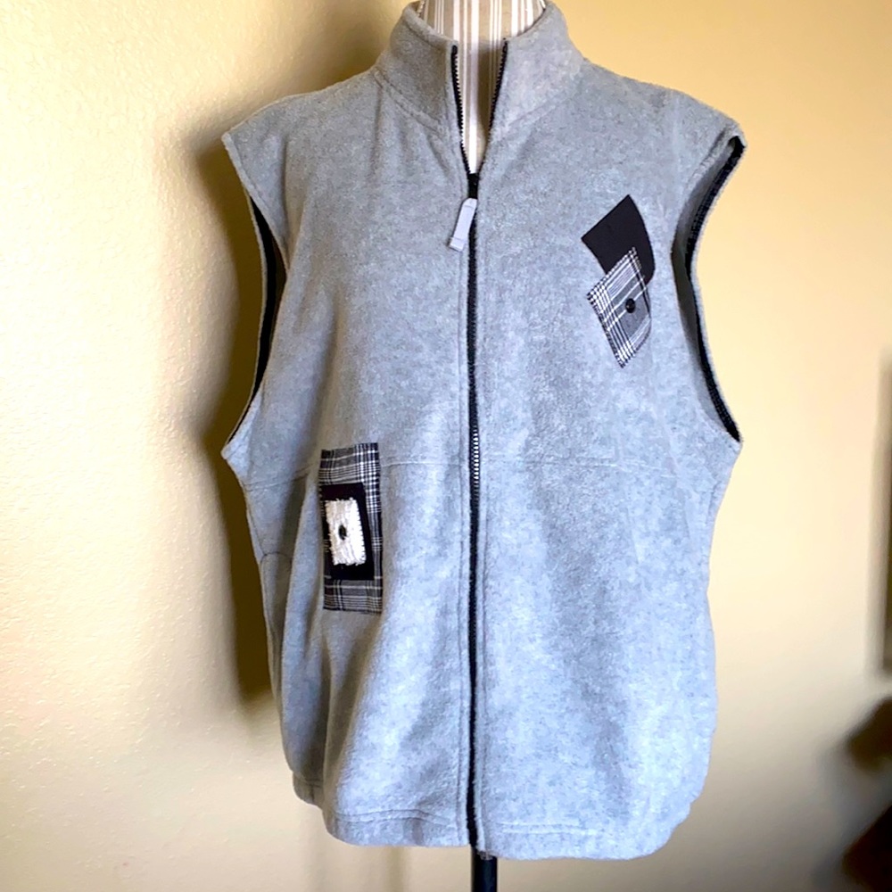 Sierra Pacific Outdoors Fleece Vest Gray XL NWOT Patchwork Full Zip